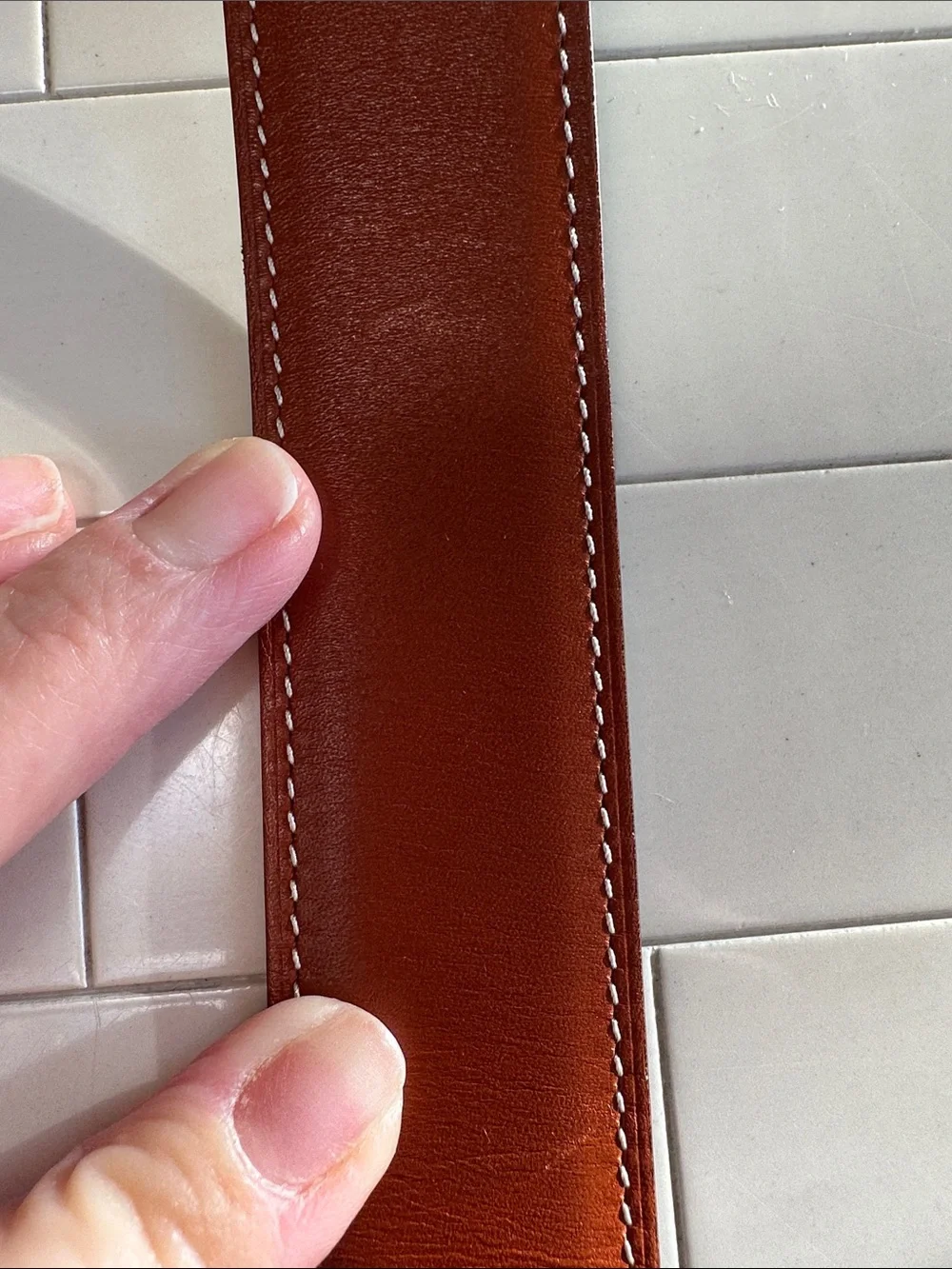 HERMES 32mm Martelée H Buckle and Reversible Belt (Brown/Black, Size 80)